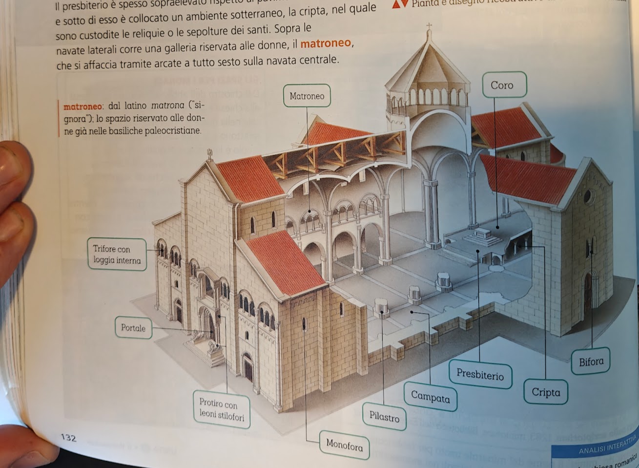 Spaccato assonometrico di una chiesa romanica tipo